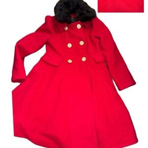 Rothschild Button Up Coat Size 7-8 Girl’s Red Faux Fur Lined